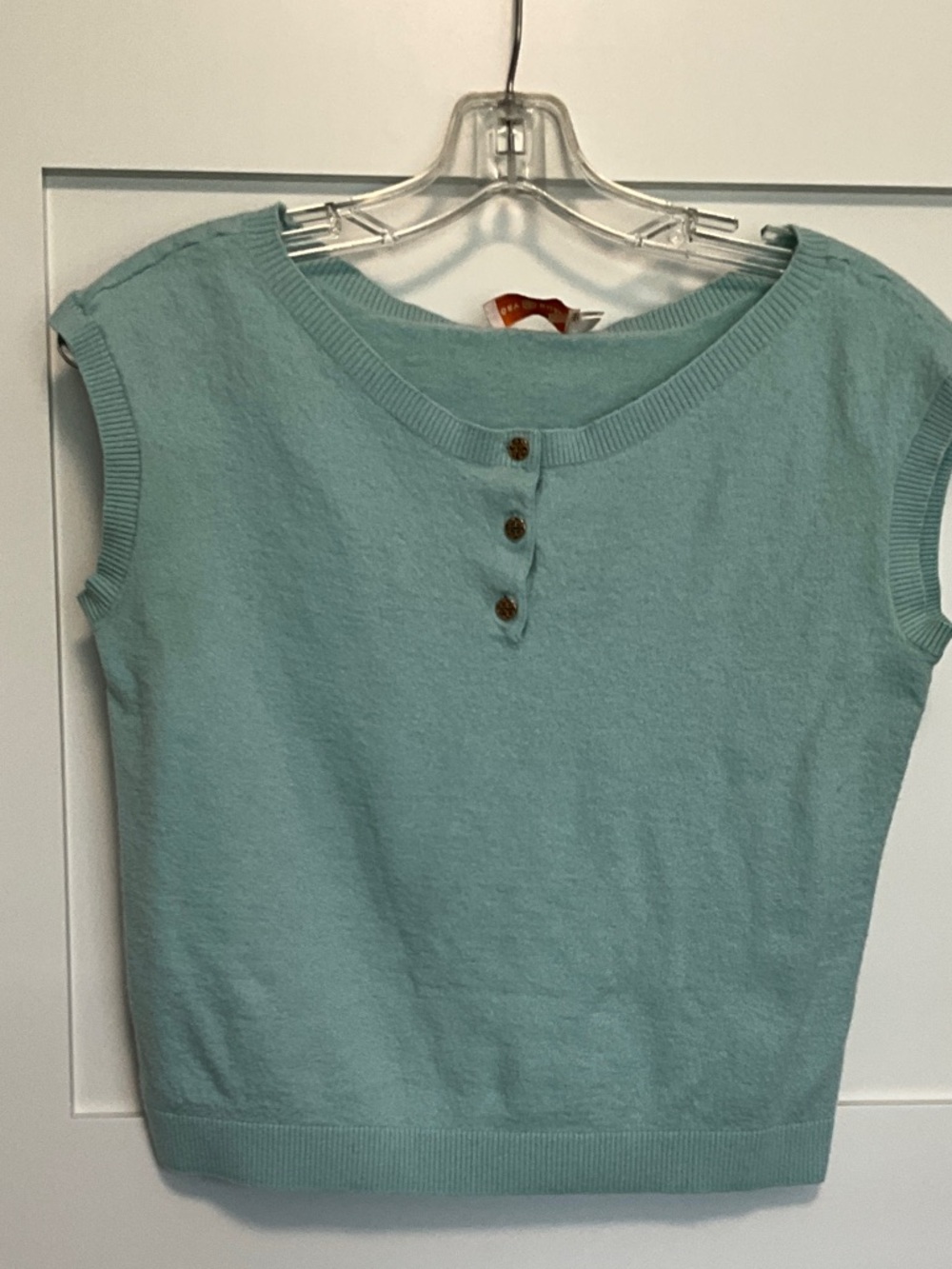 Tory Burch Mint Green Sleeveless Cotton Blend Tank